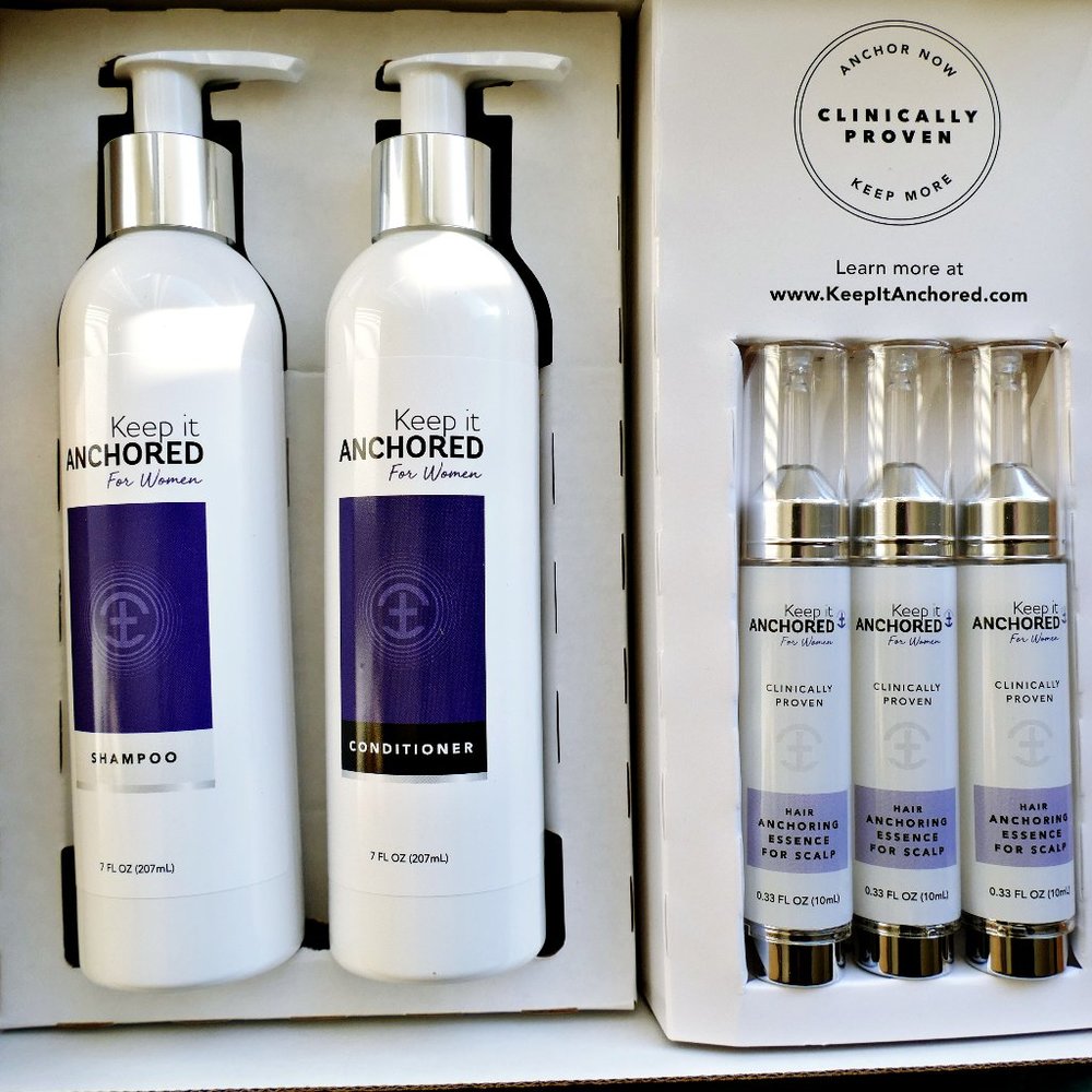 Keep it Anchored Women 1-month supply of our 3-step Hair Anchoring Free Ship